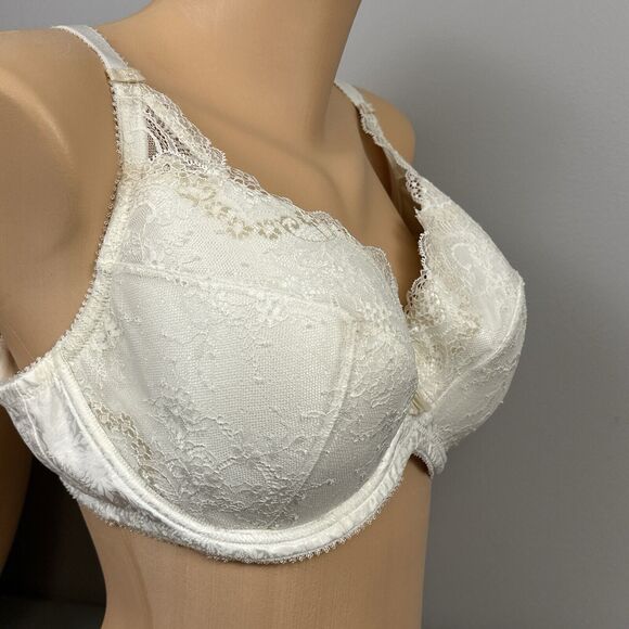 Charnos Bra UK 38E Bailey Plunge Lined Molded 155102 Ivory Underwire Tassel - Picture 7 of 11
